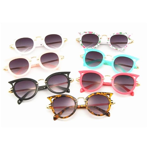 Moda Niños Gafas de sol Gato Ojo Gafas de sol Gafas de sol Hueco Diseño Gafas Anti-UV Gafas Gafas Retro Eyewear A ++