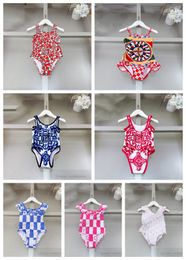 Moda niños tótem impreso traje de baño de una pieza Diseñador bebé niños carta chaleco traje de baño INS niñas vacaciones SPA playa natación S1177