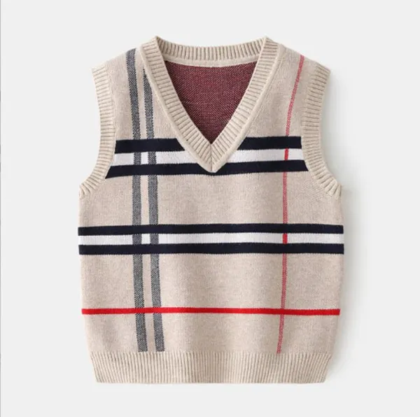 Mode enfants col en v gilet garçon fille sans manches pull pull enfants bébé gilet à tricoter