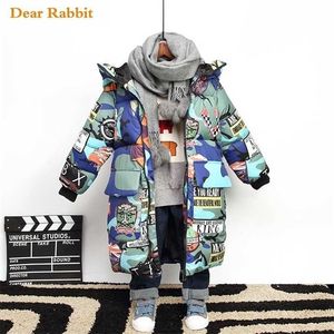 Mode Kinderen Winter Down Katoenen Jas Baby Girl Parka Kids Warm Bovenkleding Hooded Jas Snowsuit Overjas Boy Kleding 211203