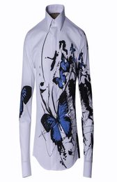 Mode chinois hommes chemises décontractées peinture de papillon imprimé camisa masculino plus taille 3xl 2 couleurs hommes robe chemise 4023022