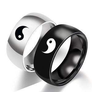 Mode Chinese Taiji Ring Liefhebbers Creativiteit Yin Yang Acht Trigrammen Titanium Stalen Ringen Punk Mannen en Dames Accessoires Sieraden