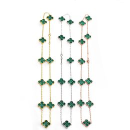 Fashion Choker Luxury van Cleef Arpels 10 bloemen vier-blad klaver ketting Natuurlijke smaragd hanger ketting voor vrouwen van hoge kwaliteit roestvrij staal 18k gouden sieraden