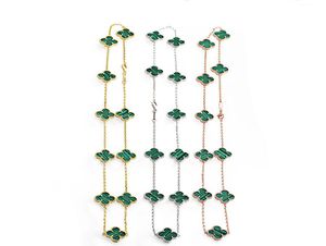 Mode ras du cou luxe Arpels 10 fleurs trèfle à quatre feuilles collier naturel émeraude pendentif collier pour femmes haute qualité en acier inoxydable 18K or bijoux8400067