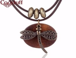 Mode Choker Vrouw Kettingen vintage Sieraden Dragonfly Houten hanger Lange ketting voor vrouwen collares mujer kolye8197600