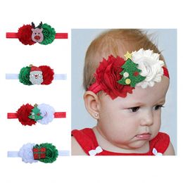 Mode noël bébé fille bandeaux mignon doux épissage ruban en mousseline de soie bandeaux nouveau-né décoratif chapeaux cheveux accessoires