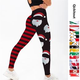 Mode Noël Leggings Cadeau Automne Hiver Festival Legging Plus Taille Femmes 3D Stripe Sexy Taille Haute Skinny Leggins 211204