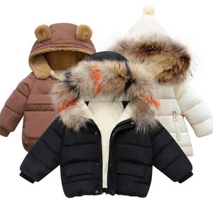 Mode Kerstmis bovenkleding Winterjongens en meisjes bontdagen kleding 90% kinderjasgeboren jas 211027