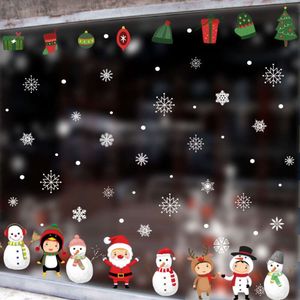 Decoración electrostática para ventana de Navidad, pegatina de pared de Papá Noel, muñeco de nieve, copo de nieve, arte de Año Nuevo, decoración del hogar