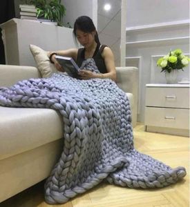 Couverture tricotée épaisse en Polyester, fil épais, à la mode, couvertures tricotées volumineuses, douce et chaude, goutte d'hiver, 1364496