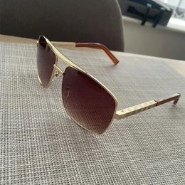 Mode Klassieke 0259 Zonnebril Voor Mannen Metalen Vierkant Gouden Frame UV400 Unisex Vintage Stijl Houding Zonnebril Bescherming Brillen Met Box2023