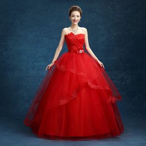 Mode Classique 2018 Nouveau Sans Bretelles Pas Cher Blanc Rose Rouge Broderie Robe De Mariée Romantique Robe De Mariée Robes De Noiva