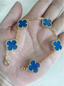 Fashion Classic 4/Four Leaf Clover Charmarmbanden Bangle Chain 18K Gold Agate Shell Moeder van Pearl voor Womengirl Wedding Mother 'Day Sieraden Women Gifts1