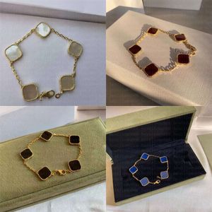 Fashion Classic 4/Four Leaf Clover Charmarmbanden Bangle Chain Gold Agate Shell Moeder van Pearl voor Womengirl Wedding Mother Day Sieraden Vrouwen
