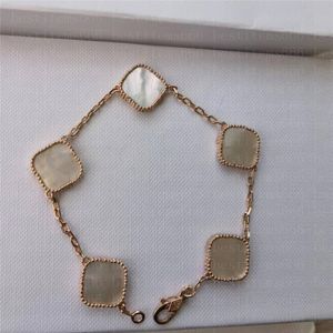 Mode Klassieke 4/Klavertje Vier Bedelarmbanden Bangle Chain 18K Gouden Agaat Schelp Parelmoer Voor VrouwenMeisjes Bruiloft Moederdag Sieraden Vrouwen 3 stks/partij