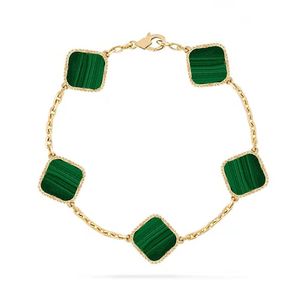 Pulseras clásicas 4 Trébol de cuatro hojas Pulseras con dijes Brazalete Cadena 18K Oro Ágata Concha Madreperla para Mujeres Niña Boda Día de la Madre Joyería Mujeres regalos