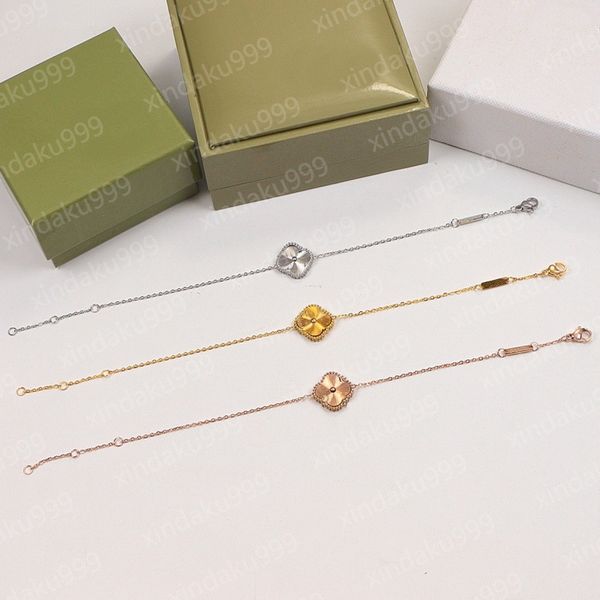 Moda clásica 4/cuatro hojas trébol pulseras con dijes brazalete cadena 18 quilates oro ágata concha nácar para mujer niña boda joyería del día de la madre regalos de mujer YB2 -1