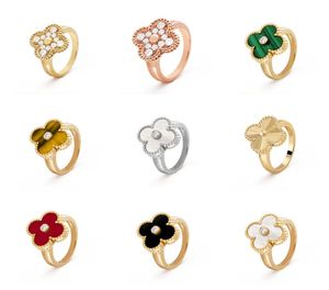 Fashion Classic 4four Leaf Clover Band Rings 925 Sier 18K Gold met diamanten voor Womengirls Valentine039S3360919