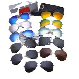 Lunettes de soleil aviateur classiques à la mode pour hommes et femmes, lunettes de soleil de styliste, monture en métal, lentille en verre, rétro pilote, lunettes d'extérieur