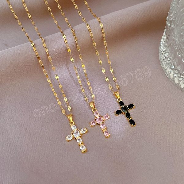 Collier croix classique à la mode, beau Vintage, jésus chrétien porte-bonheur, chaîne de clavicule polyvalente, pendentif cadeau de fête