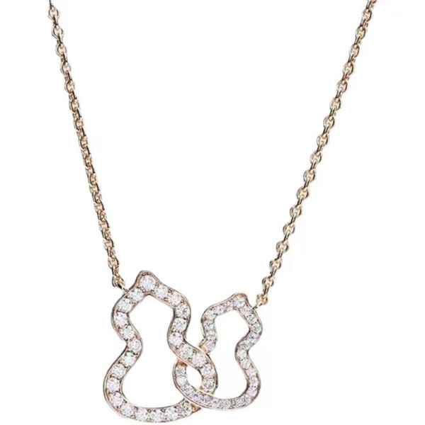 Moda clásica doble calabaza collares pendientes de diamantes para mujeres elegante collar de medallón cadenas de gargantilla de alta calidad joyería de diseñador