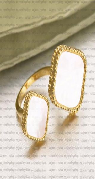 Fashion Classic Four Leaf Clover Ring Designer Jewelry Mother of Pearl 18K Gold plaqued Buttefly Anneaux Ladies and Girls Valentine9603726