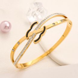 Mode Klassieke Sieraden Designer Armband Vergulde Merk Dubbele Letter Armband Kristal Strass Valentijnsdag Bruiloft