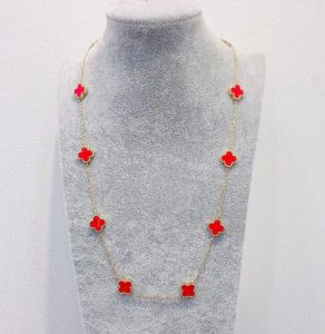 Mode klassische Kleeblatt Halskette Gliederkette 18K Gold Achat Muschel Perlmutt für Frauen Mädchen Hochzeit Muttertag Titan Stahl Schmuck