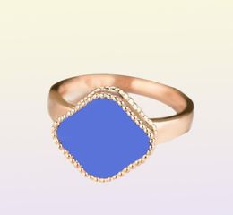 Fashion Classic Lucky 4four Leaf Clover 3 Color Ring Mother of Pearl 18K Gold Plated Ring Ladies and Girls Valentine039s Day M8954316