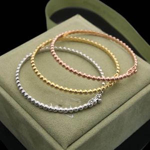 Mode classique chanceux trèfle à quatre feuilles lien chaîne perles bracelet en acier inoxydable pour plaqué or 18 carats argent Van WomenGirls241L