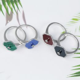 Mode Klassieke luxe Merk Zirconia Ringen Klavertje Vier Band Vinger Ring Met Diamant voor Vrouwen Meisje Engagement Sieraden Gift