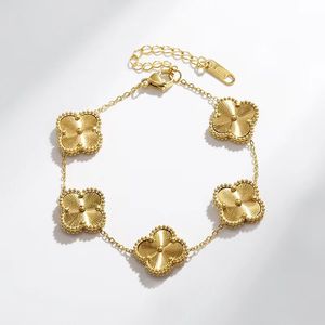 Moda clásica de lujo pulsera de trébol joyería de diseño para mujeres oro de 18 quilates cuatro hojas cadena de eslabones bonitas pulseras brazalete collar pendientes anillos regalo de cumpleaños niñas