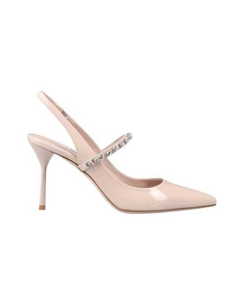 Mode Classique Designer De Luxe Talons Hauts Robe Femmes Chaussures Talon Aiguille Slingbacks Pompes À Clous De Cristal Blanc Noir Femmes Fête De Mariage Avec Boîte