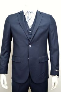 Mode classique bleu marine hommes revers smoking et costume professionnel de bureau pour hommes 3 pièces (veste + pantalon + gilet) sur mesure