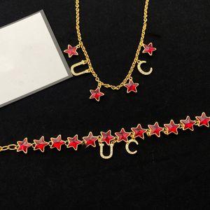Mode classique étoile collier dames rubis Double G lettre Bracelet saint valentin fiançailles bijoux accessoires pas de boîte