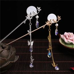 Fashion Classic Pearl Tassel Butterfly Hair Stick Direct Plate Haarspeld Witte bruidshoofdress Haarvork sieraden ornamenten