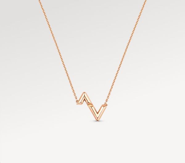 Colliers de mode classique en or rose pendentifs V Lettre en acier inoxydable collier plaqué pour les femmes