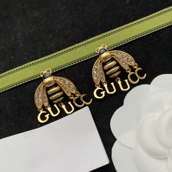 Mode classique S925 boucles d'oreilles en or boucles d'oreilles abeille clou Glamour femmes mode abeille style cadeau bijoux