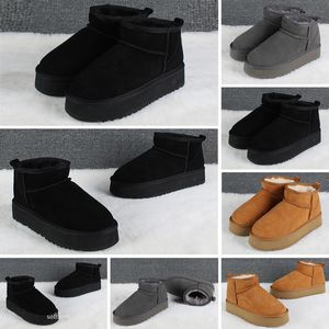 Zapatos clásicos de moda, Mini botas de piel para mujer y hombre, bota de nieve con plataforma, botines de invierno cálidos y esponjosos de cuero Real 58540