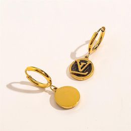 Orecchini a bottone placcati in oro classico di moda in acciaio inossidabile Orecchini con lettera di marca da donna Orecchini Eardrop Gioielli Regali per gli amici Giorno 278J