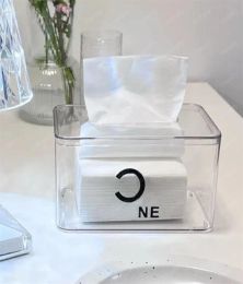 Cajas de pañuelos transparentes clásicas de moda, decoración de diseñador, caja de pañuelos con letras para restaurante, sala de estar, alta calidad