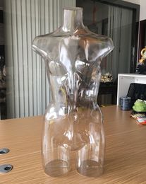 Mode duidelijke mannequin transparante bovenlichaam mannequin met metalen basis hete verkoop