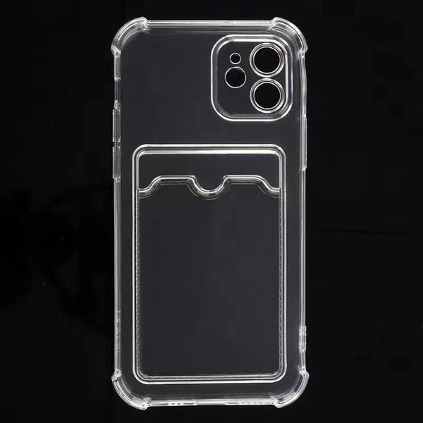 Moda transparente a prueba de golpes TPU titular de la tarjeta de bolsillo fundas para teléfonos móviles para iPhone X /XR XS / 11 Pro 12 Max 13 Mini series