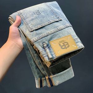 Ropa de moda estilo americano verdadero jeans religiosos hombres verano retro ajustado pequeño pantalones recortados rectos de moda