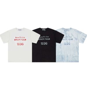 T-shirts de créateurs de vêtements de mode T-shirts Acnes nouvel été lettre vintage imprimé cravate teint en lambeaux t-shirt à manches courtes avec étiquette de couple à la mode coupe ample décontracté ha