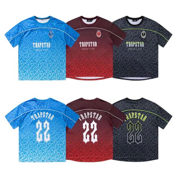 Camisetas de diseñador de ropa de moda, camiseta de fútbol con monograma Trapstar, camiseta de manga corta con gradiente de secado rápido de malla suelta de verano