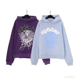 Vêtements de mode Designer de luxe Sweatshirts Sp5der Spider Web Mousse Spider Web Sky Blue Purple Pull à capuche pour hommes et femmes
