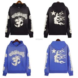 Vêtements de mode Designer de luxe pour hommes Sweatshirts Hellstar Blue Yoga Sweat à sweat lavé et usé pour hommes et sweat à capuche décontracté pour femmes