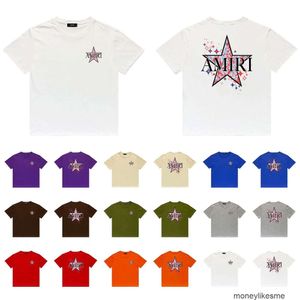 Ropa de moda Camisetas de diseñador para hombre Camisetas Amires Moda de verano Estrella de cinco puntos roja Pareja Calle Versátil Camiseta de manga corta con estampado suelto Camisetas de algodón puro