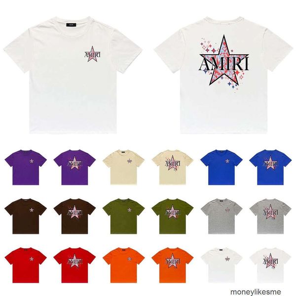 Vêtements de mode pour hommes Designer Tees Tshirts Amires Summer Fashion Red Five Point Star Couple Street Polydoux Loose Imprimé à manches courtes